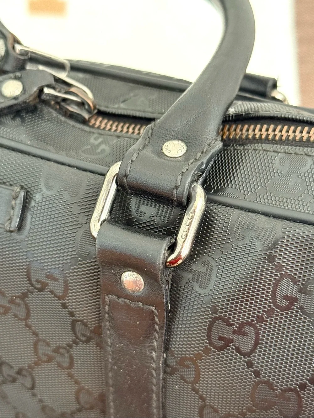 Gucci authentic black monogram imprime coated canvas unisex laptop bag